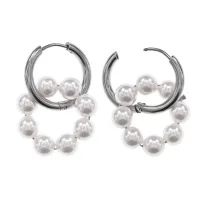 Серьги Конго 8 бусин с иск. жемчугом SEC-03-14