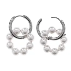 Серьги Конго 8 бусин с иск. жемчугом SEC-03-14