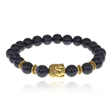 Браслет-амулет Будда с синт. камнем Синий авантюрин 8мм BSH-01-02