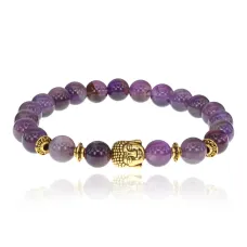 Браслет-амулет Будда с нат. камнем Аметист 8мм BSH-01-03