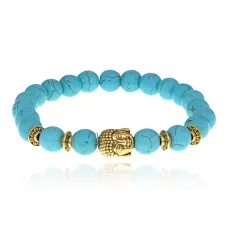 Браслет-амулет Будда с синт. камнем Бирюза 8мм BSH-01-05