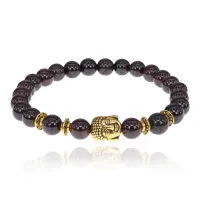 Браслет-амулет Будда с нат. камнем Гранат 8мм BSH-01-06