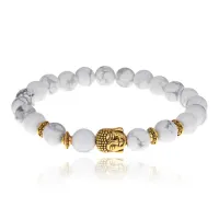 Браслет-амулет Будда с нат. камнем Кахолонг 8мм BSH-01-07