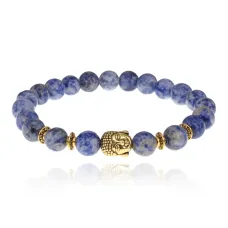 Браслет-амулет Будда с нат. камнем Содалит 8мм BSH-01-18