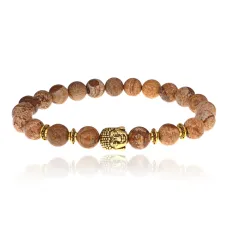 Браслет-амулет Будда с нат.камнем Песочная яшма 8мм BSH-01-30