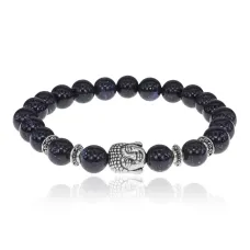 Браслет-амулет Будда с синт. камнем Синий авантюрин 8мм BSH-01-02S