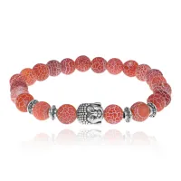 Браслет-амулет Будда с нат. камнем Африканский агат 8мм BSH-01-04S