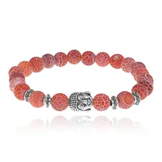 Браслет-амулет Будда с нат. камнем Африканский агат 8мм BSH-01-04S