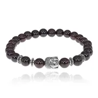 Браслет-амулет Будда с нат. камнем Гранат 8мм BSH-01-06S