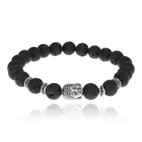 Браслет-амулет Будда с нат. камнем Лава 8мм BSH-01-09S