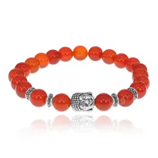 Браслет-амулет Будда с нат. камнем Сердолик 8мм BSH-01-17S