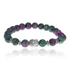 Браслет-амулет Будда с синт. камнем Цоизит 8мм BSH-01-22S