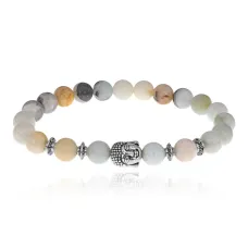 Браслет-амулет Будда с нат. камнем Амазонит 8мм BSH-01-26S