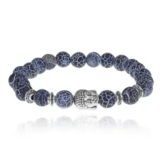 Браслет-амулет Будда с синтетическим камнем Африканский агат 8мм BSH-01-27S