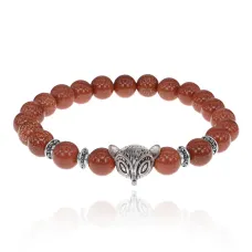 Браслет-амулет Лиса с синт. камнем Коричневый авантюрин 8мм BSH-04-01S