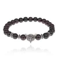 Браслет-амулет Лиса с нат. камнем Гранат 8 мм BSH-04-06S