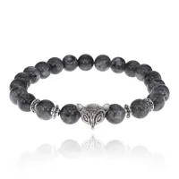 Браслет-амулет Лиса с нат. камнем Лабрадор 8мм BSH-04-08S