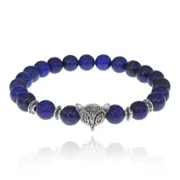 Браслет-амулет Лиса с нат.камнем Лазурит 8мм BSH-04-10S