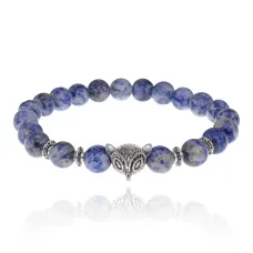 Браслет-амулет Лиса с нат.камнем Содалит 8мм BSH-04-18S