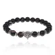 Браслет-амулет Лиса с нат. камнем Черный агат 8мм BSH-04-23S