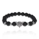 Браслет-амулет Лиса с синтетическим камнем Шунгит 8мм BSH-04-24S