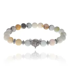 Браслет-амулет Лиса с нат.камнем Амазонит 8мм BSH-04-26S