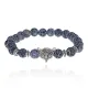 Браслет-амулет Лиса с синт. камнем синий Африканский агат 8мм BSH-04-27S