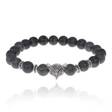 Браслет-амулет Лиса с нат. камнем Змеевик 8мм BSH-04-29S
