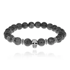 Браслет-амулет Череп с нат. камнем Лабрадор 8 мм BSH-02-08S