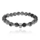 Браслет-амулет Череп с нат. камнем Снежный обсидиан 8мм BSH-02-14S