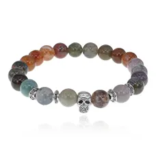 Браслет-амулет Череп с нат.камнем Яшма 8мм BSH-02-25S