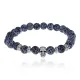 Браслет-амулет Череп с синт. камнем синий Африканский агат 8мм BSH-02-27S