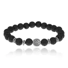 Браслет Дерево жизни с нат.камнем Лава 8мм BSH-05-09S