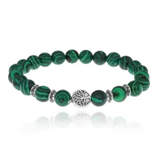 Браслет Дерево жизни с синт.камнем Малахит 8мм BSH-05-12S