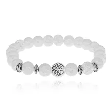 Браслет Дерево жизни с синт.камнем Сахарный кварц 8мм BSH-05-16S