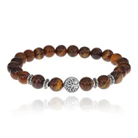 Браслет Дерево жизни с нат.камнем Тигровый глаз 8мм BSH-05-19S