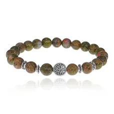 Браслет Дерево жизни с нат. камнем Унакит 8мм BSH-05-20S