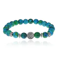 Браслет Дерево жизни с синт.камнем Хризоколла 8мм BSH-05-21S