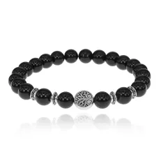 Браслет Дерево жизни с нат.камнем Черный агат 8мм BSH-05-23S