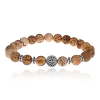 Браслет Дерево жизни с нат.камнем Песочная яшма 8мм BSH-05-30S