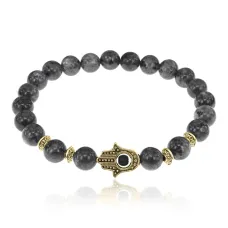 Браслет-амулет Хамса с нат. камнем Лабрадор 8мм BSHG-08