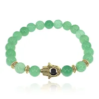 Браслет-амулет Хамса с нат. камнем Нефрит 8мм BSHG-13