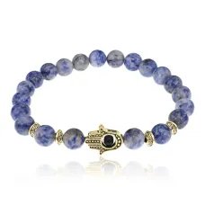 Браслет-амулет Хамса с нат. камнем Содалит 8мм BSHG-18