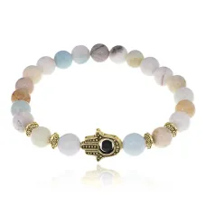 Браслет-амулет Хамса с нат.камнем Амазонит 8мм BSHG-26