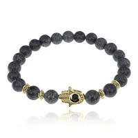 Браслет-амулет Хамса с нат.камнем Змеевик 8мм BSHG-29