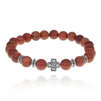 Браслет Клевер с синт. камнем Коричневый авантюрин 8мм BSH-06-01S