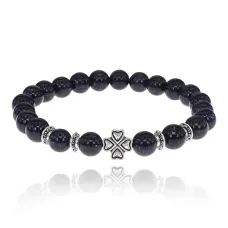 Браслет Клевер с синт.камнем Синий авантюрин 8мм BSH-06-02S