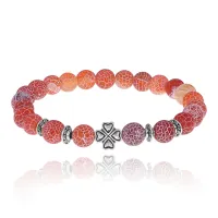 Браслет Клевер с нат.камнем Африканский агат 8мм BSH-06-04S