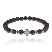 Браслет Клевер с нат.камнем Гранат 8мм BSH-06-06S