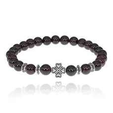 Браслет Клевер с нат.камнем Гранат 8мм BSH-06-06S